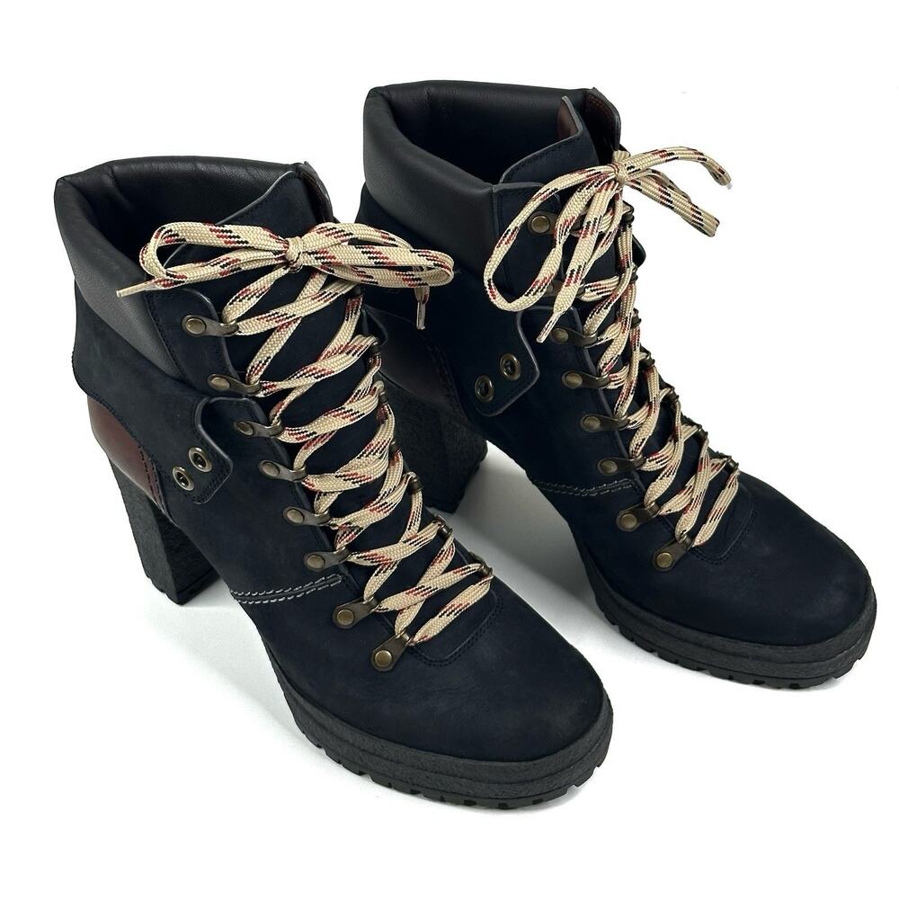 See By Chloe Eileen Black Brown Lug Heeled Platform Boots Women’s EU 41 US 10.5
